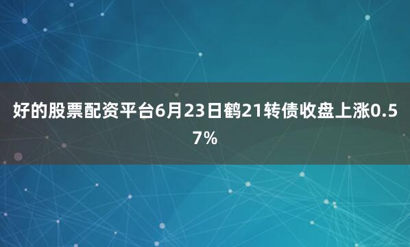 好的股票配资平台6月23日鹤21转债收盘上涨0.57%