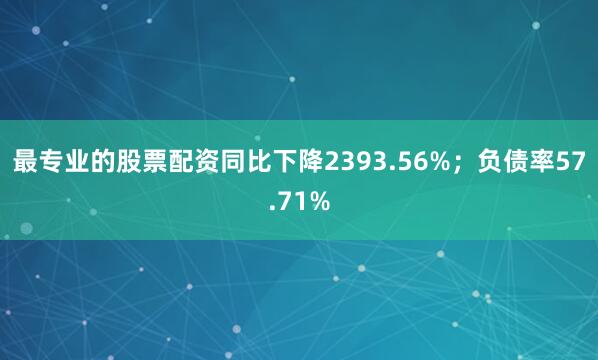 最专业的股票配资同比下降2393.56%；负债率57.71%